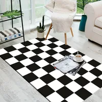 Modern Living Room Carpet Decoration Home Black and White Checkered Carpets for Bed Room Large Dirt Resistant Entrance Door Mat 1