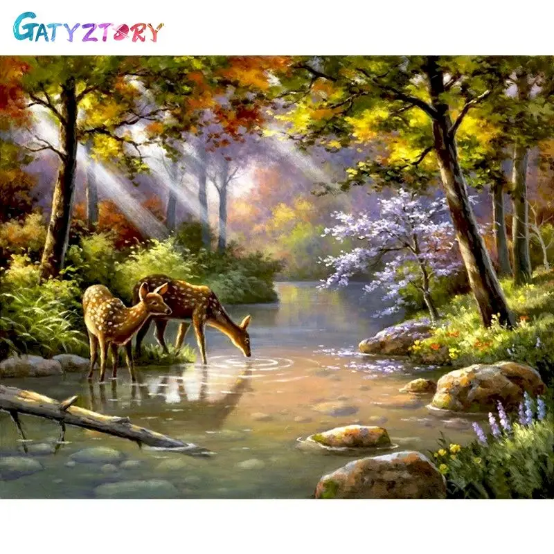 GATYZTORY DIY 그림 번호로 제로 기초 HandPainted 유화 풍경 그림 색칠 사용자 정의 사진 DIY 선물 홈 12 월