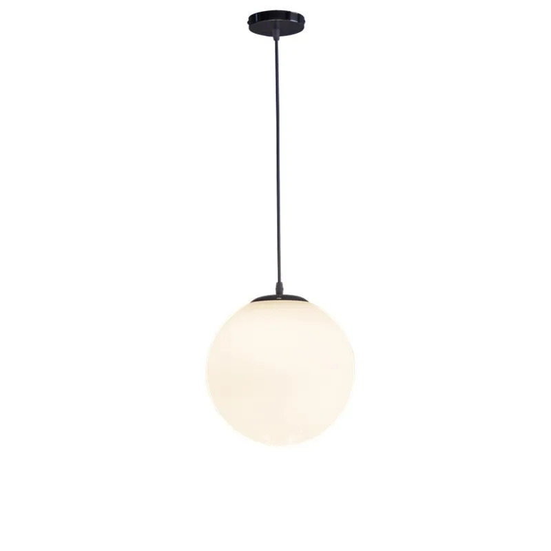 Gold/Black/silv Glass Ball Pendant Lights White Globe Hanging Lamps Bar Restaurant Deco Luminaire Bedroom Light E27 Pendant Lamp 6