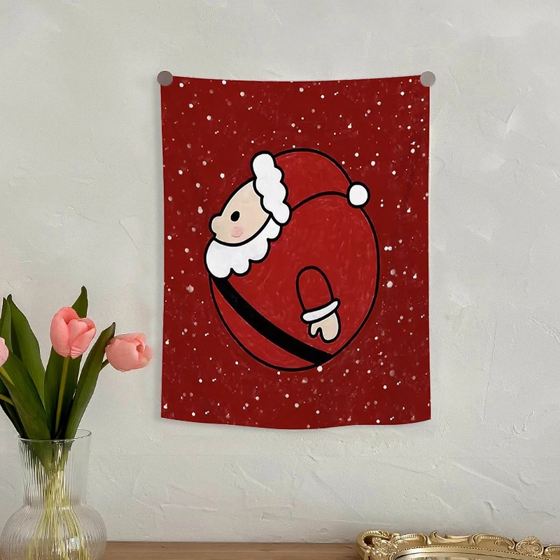 2024 Christmas Hanging Cloth Kawaii Santa Tapestry Party Background Cloth Wall Hanging Bedroom Christmas Decoration Xmas