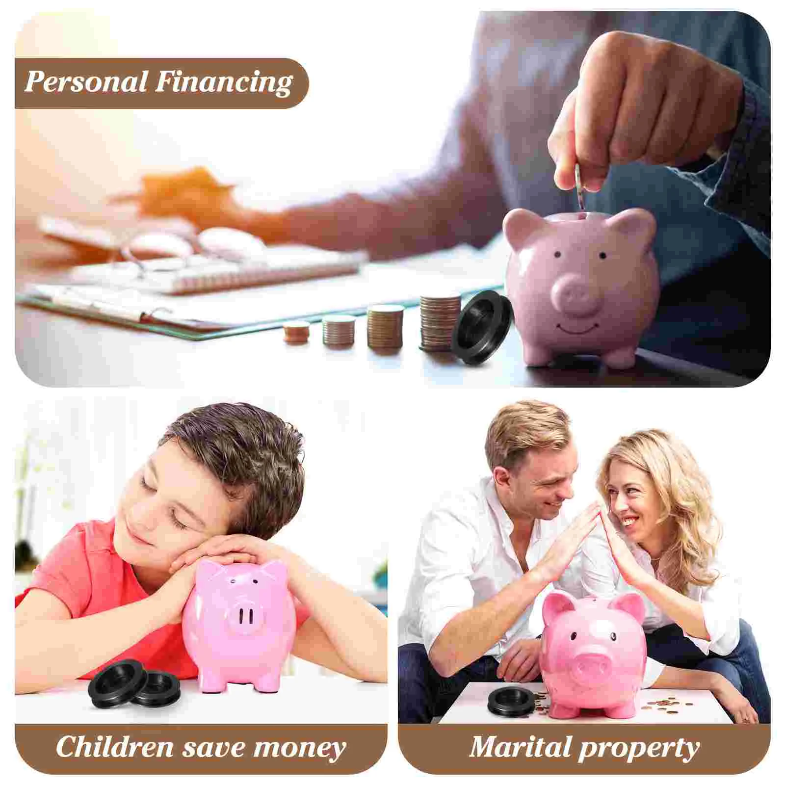 10 Pcs Round Rubber Stopper Piggy Bank Plugs Money Box Covers Caps Reusable Black Storage Container Sealer Home Decor 3