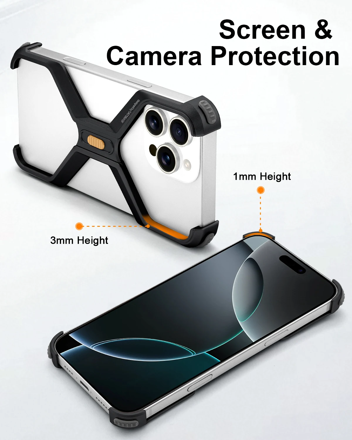 Eary X-Shaped Frameless Phone Case For iPhone 16 Pro Max Minimalist Bumper Shockproof Protector Cover 16 Pro Ultra Thin Shells