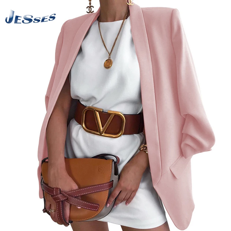 

Feminino Autumn Office Suit Elegant Solid Color Single Button Blazers Basic Long Sleeves Jacket Coat Mujer 3XL Female Outerwear