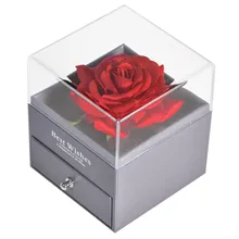 

Immortal Rose Jewelry Box 100 Languages Love Necklace Preserved Flowers Proposal Ring Case Valentine Christmas Birthday Gifts