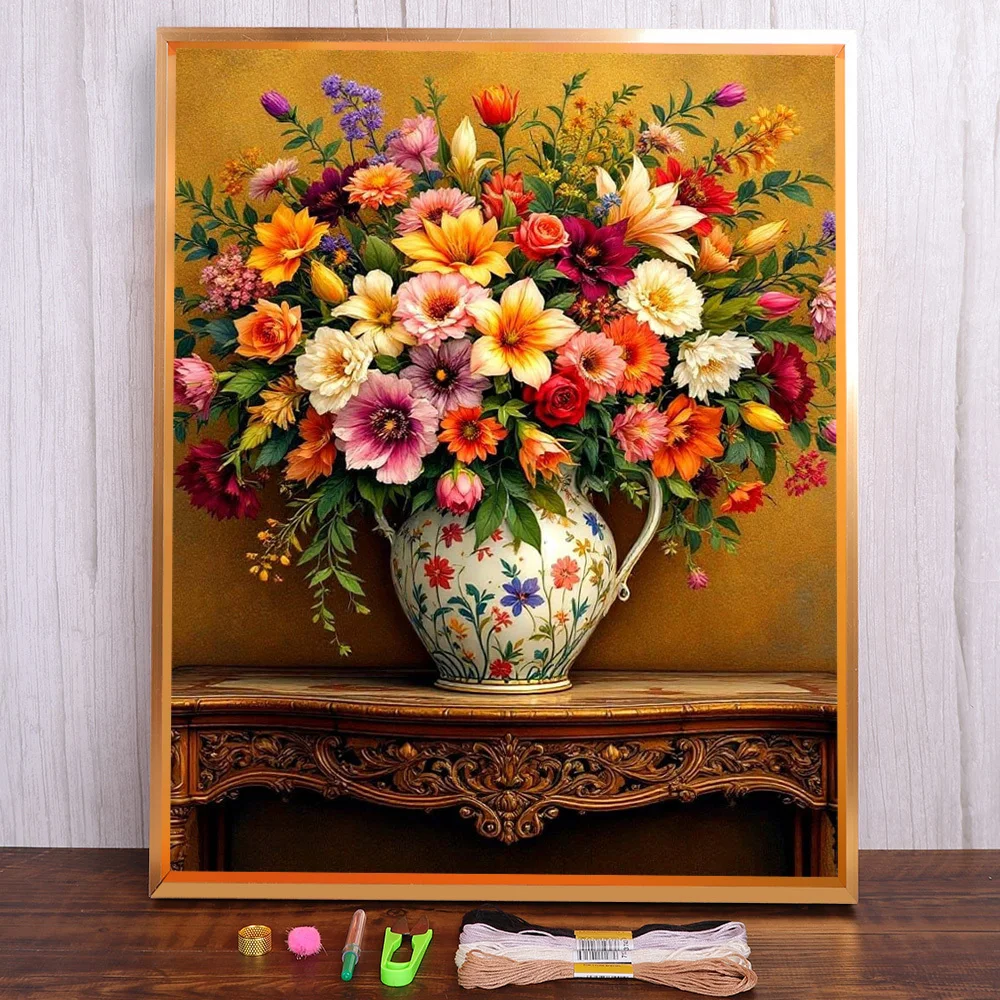 Still Life Blume vorgedruckt 11CT Kreuzstich Set DIY Stickerei Handwerk handgemachte Nähen Handarbeiten Promotionen magische Nadel