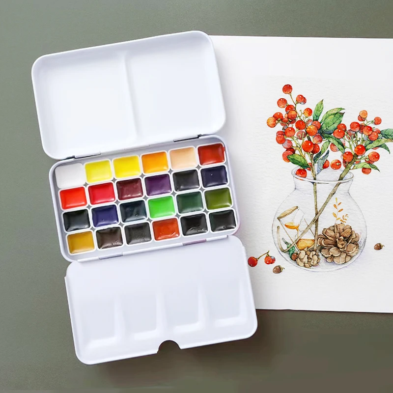 Schmincke 12-Color Macaron Candy Icy Watercolor Paint Sub-package Academy Grade 1/2ML Portable Painting Palette Art Supplies Set