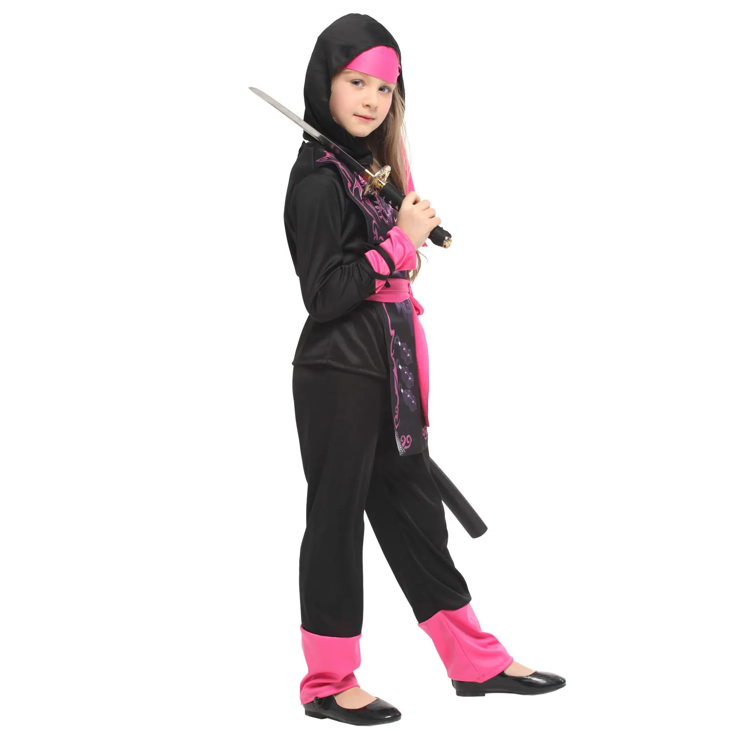Umorden Pink Dragon Ninja Girl Costume for Child Kids 4-6Y 6-8Y 8-10Y Purim Halloween Costumes Fantasia Fancy Dress