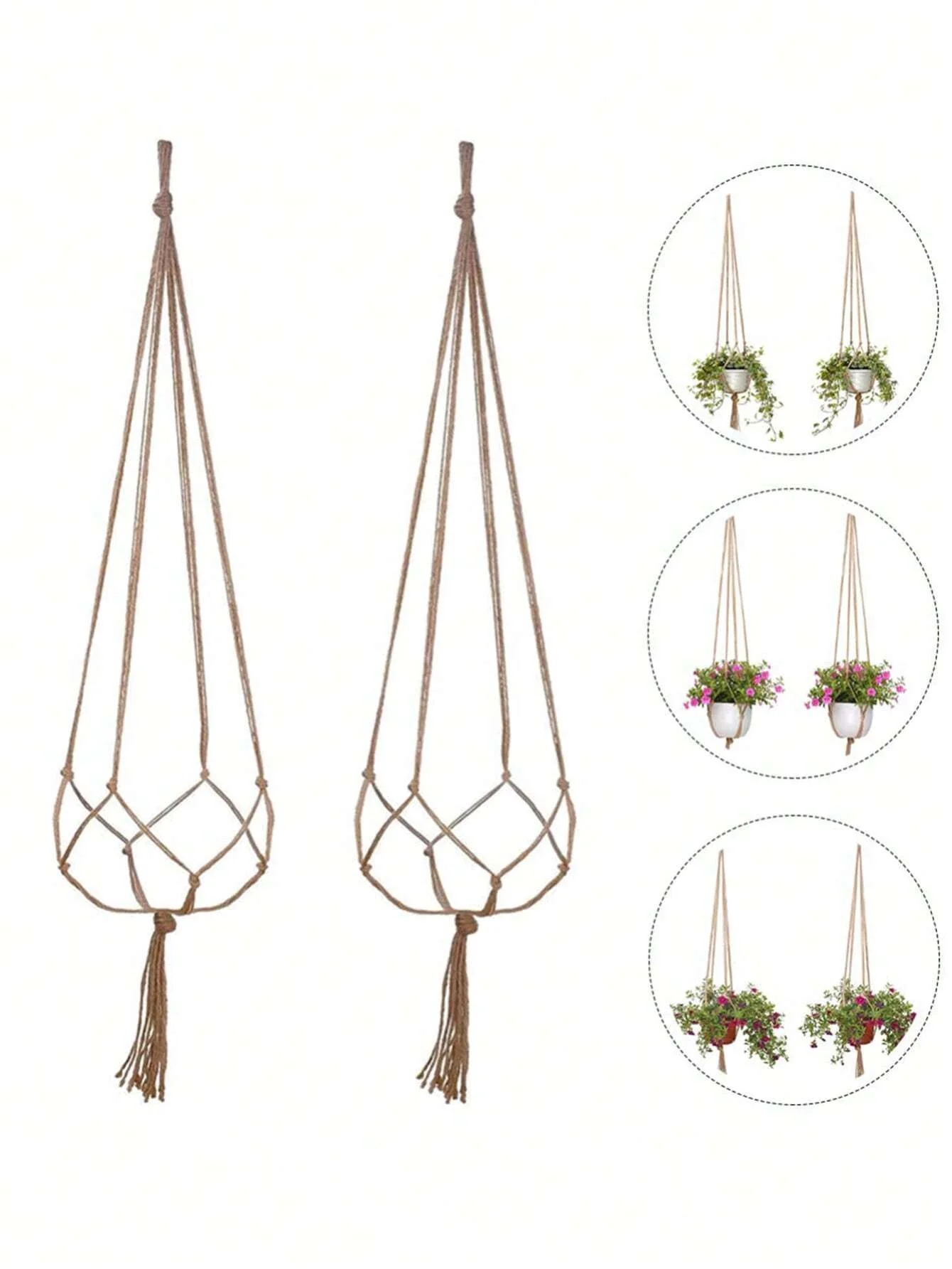 1/2pcs 90/105/120cm Macrame Plant Hanger Modern Tassel Detail Indoor Flower Pot Holder Plants Wall Window Outdoor plant hanger