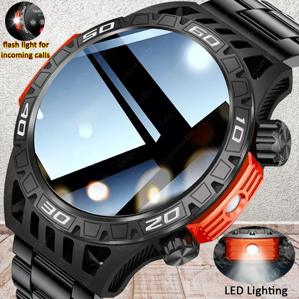 

For Android Apple Phone Outdoor Sports Smart Watch Men LED Lighting Compass Answer/Make Calls Sports Watch Fitness Tracker 2024