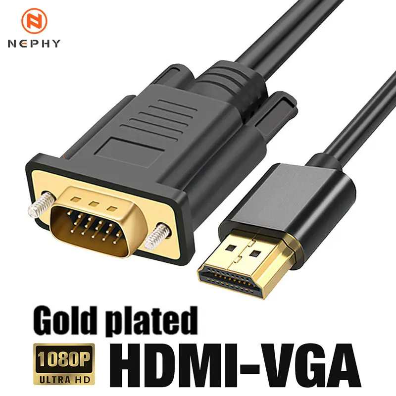 HDMI to VGA Adapter Cable VGA Cable Adapter High quality Ultra HD 1080P HDMI to VGA Cable Adapter Video Audio Male Converter For Projector Monitor Laptop PC TV Box Xbox PS4