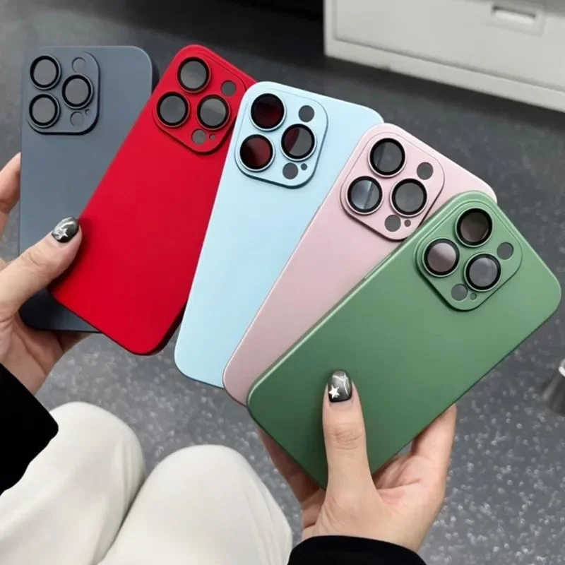 Ultra Thin Matte Shockproof Case with Glass Camera Protection