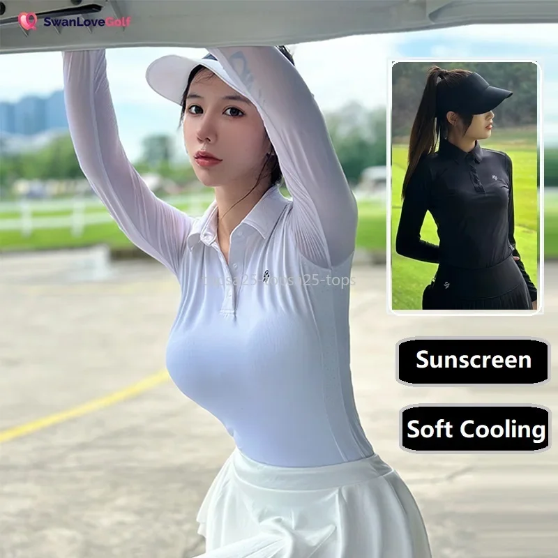 SG Summer Quick-Dry Golf Shirt Women Sun Protection Ice Silk Long Sleeves Tops Ladies Breathable Golf Apparel XS-XL