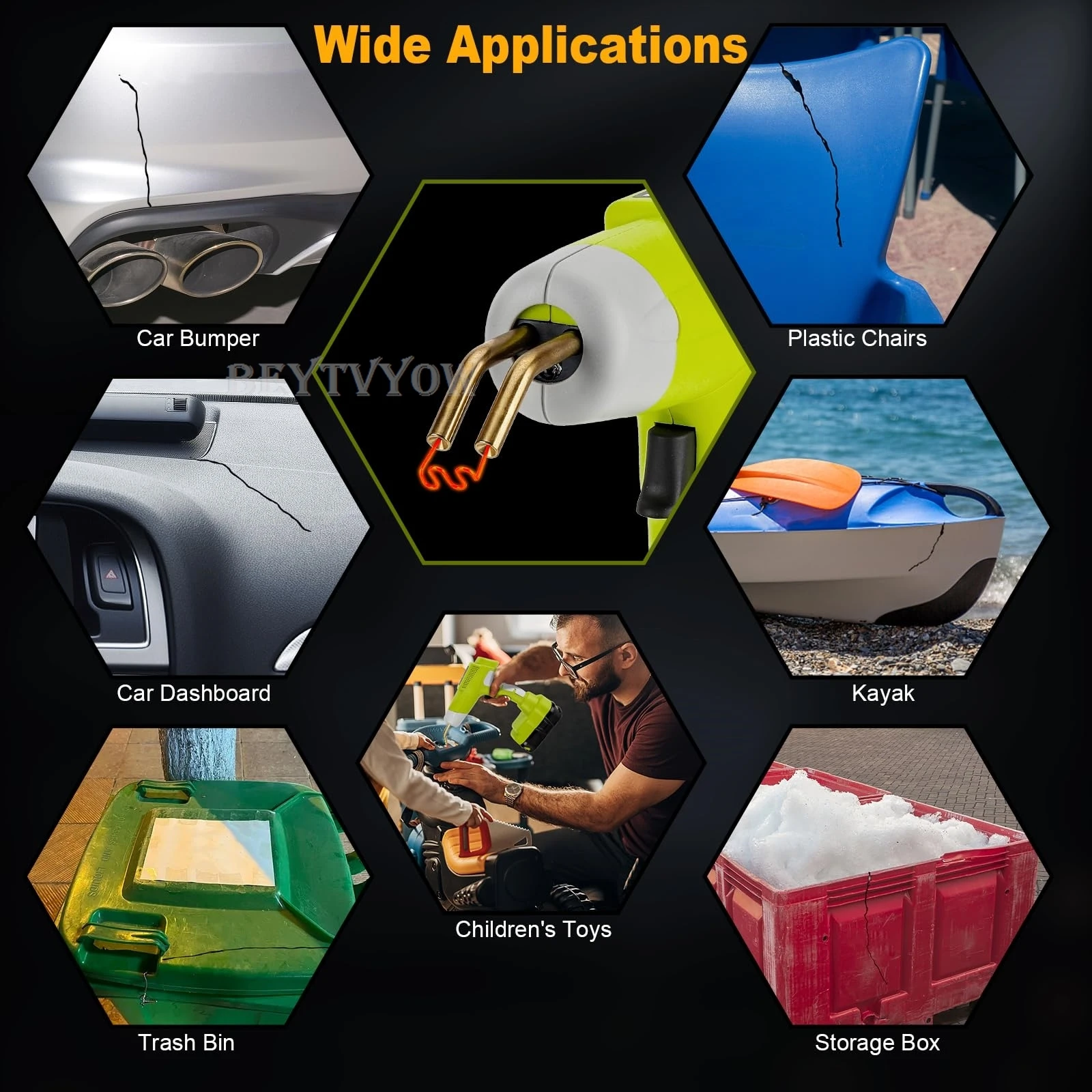 Cordless Plastic Welder Gun Compatible with Ryobi One 18V Battery with 600PCs Ho