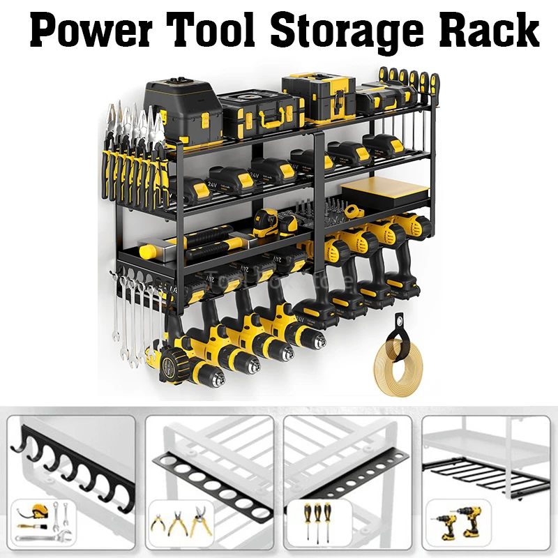 Power Tool Rack Electric Drill Holder Wall Mounted Floating Tool Shelf Heavy Drill Storage Rack Workshop Garage Organizer