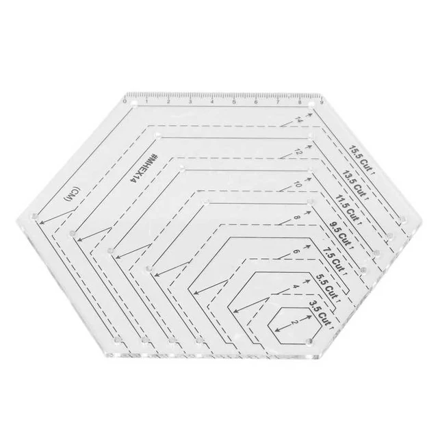 High Accuracy Transparent Hexagon Ruler DIY Handcrafted Clear Scale Acrylic Hexagon  Quilting Template for Drawing Cutting