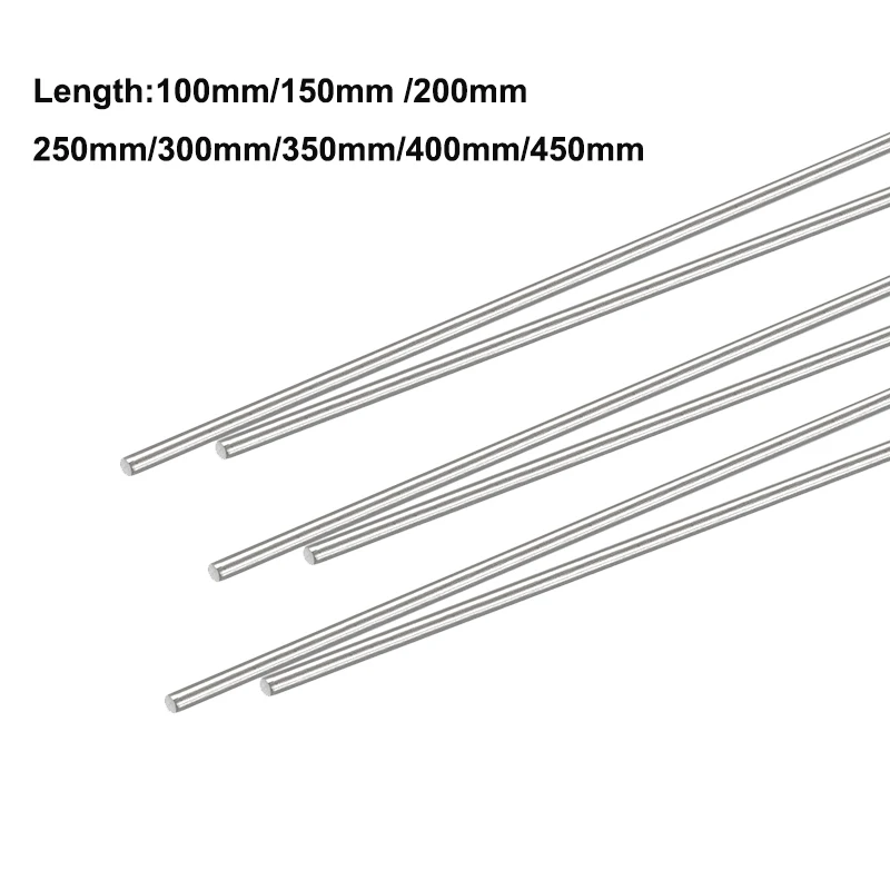 2Pcs 304 Stainless Steel Solid Round Rod Diameter 1.6Mm Lathe Bar For Diy Craft Tool 100/150/200/250/300/350/400/450Mm Length