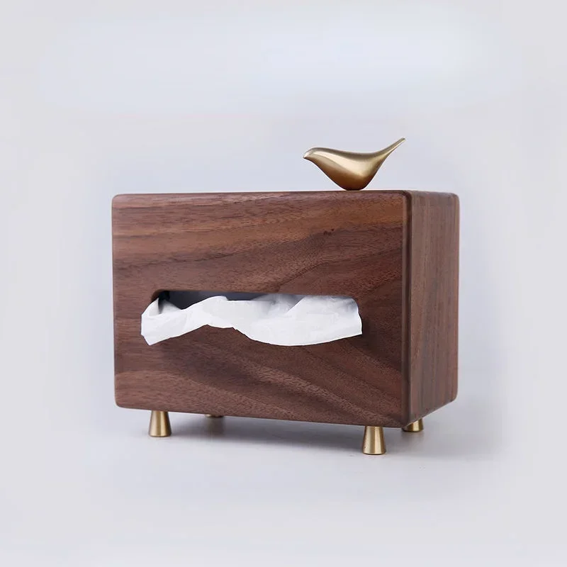 

Walnut decorative tissue box living room solid wood minimalist dining napkin light luxury household pumping box