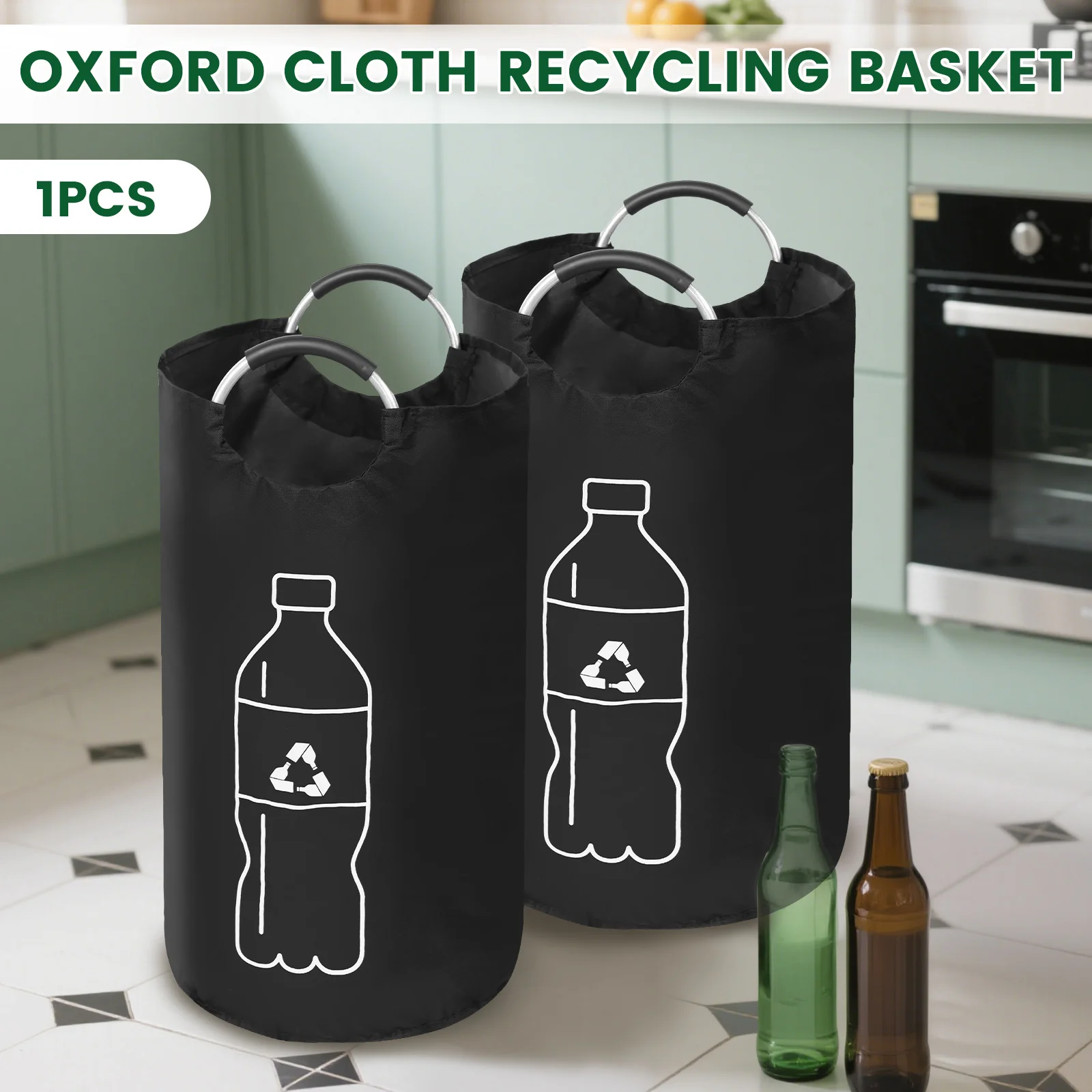 Foldable Kitchen Storage Basket with Aluminum Handle