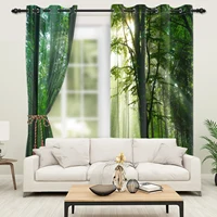 2pcs blackout curtains perforated Polyester sunny forest and natural green space Curtain of bedroom balcony living room curtains 2