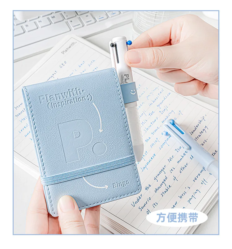 Planwith Planer, tragbare Tasche, lose Blätter, Mini-Notizbuch, Monatsplan/Raster/leere Seite, M5, Aufbewahrungsfach aus weichem Leder – Detail 18
