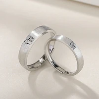 1Pair Kitten Couple Rings Cute Sliver Open Ring For Women Men Adjustable Finger Rings Romantic Lovers Anniversary Jewelry Gift 2