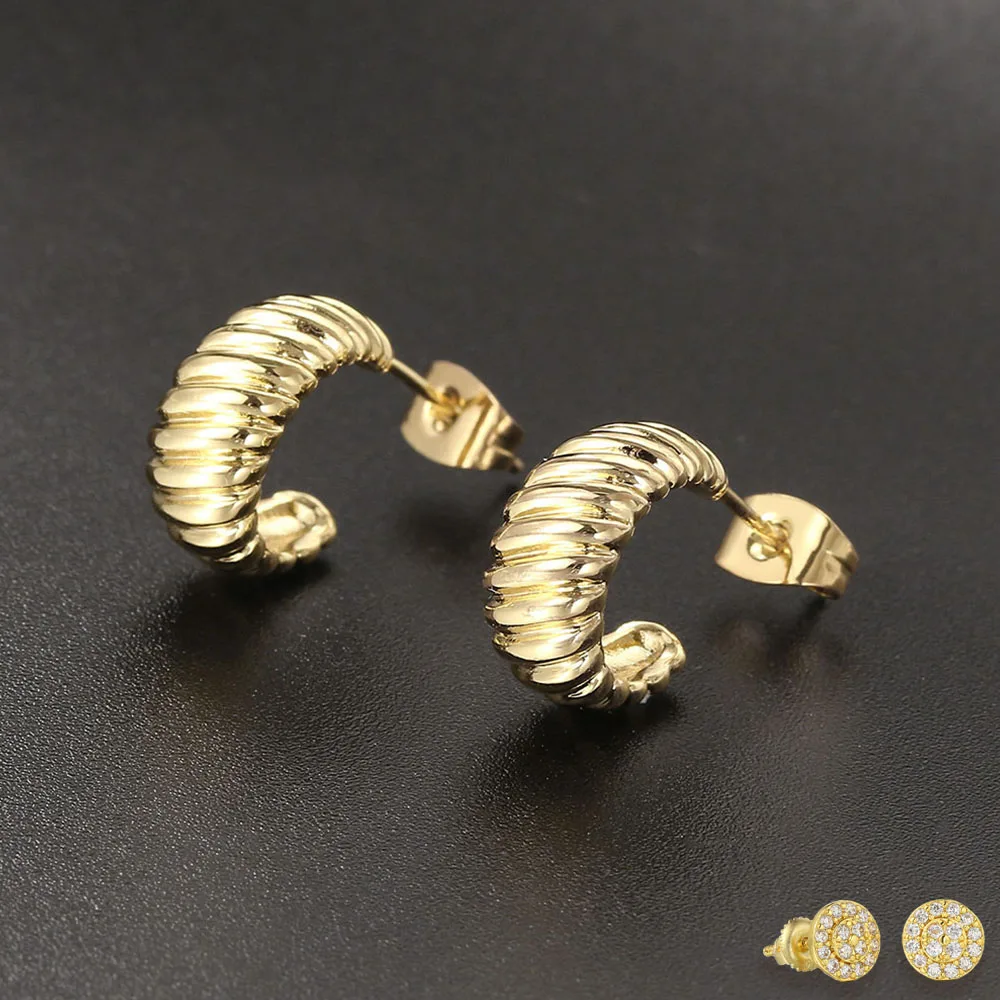 C Form Twist Croissant Ohrringe Für Frauen Trendy Chunky Gold Hoop Ohrringe Kreis Runde Ohrring Weibliche Mode-Schmuck E473