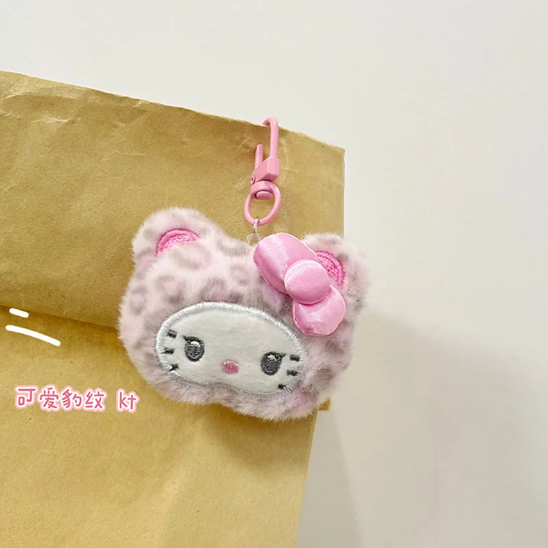 Plush keychain Key chain Plush toy Plush doll Sanrio Hello Kitty Leopard Print Cinnamoroll Plush Toy Backpack Pendant Cartoon Couple Keychain Accessories