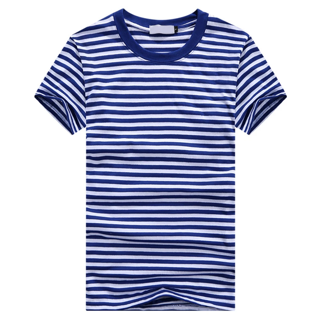 

Male Tops Men O-Neck Short-sleeved Skin-friendly Slight Stretch Slim Fit Sports Streetwear Striped Daily Holiday