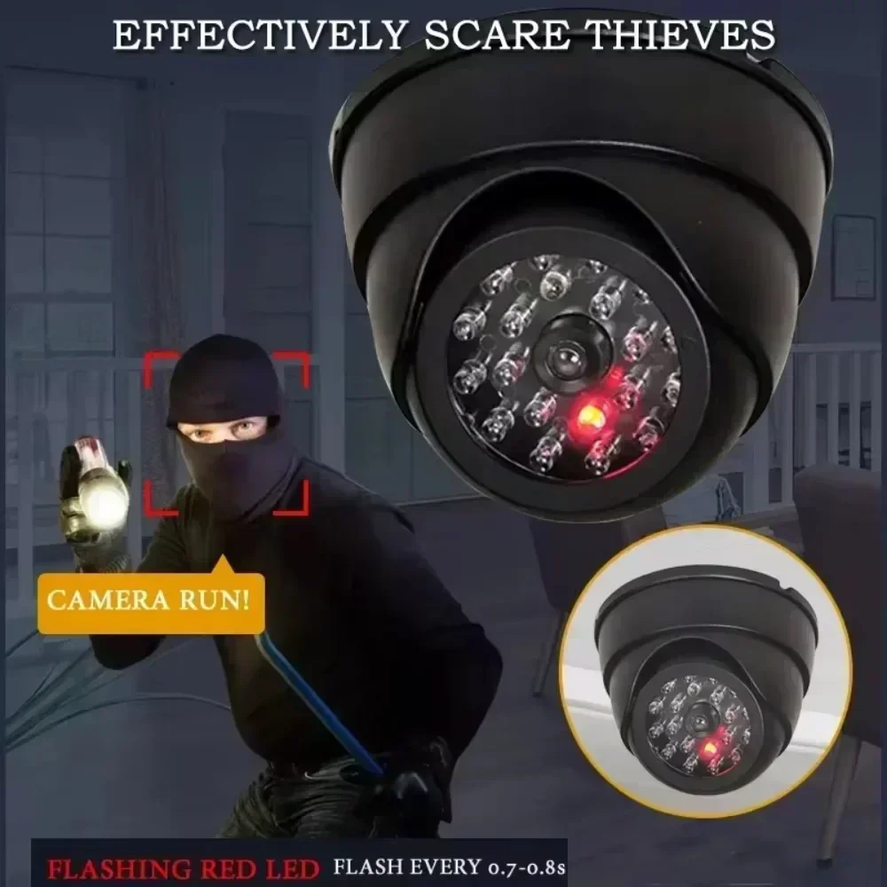 Surveillance Camera Fake Camera Red Flashing LED Light CCTV Dummy Conch Camera for Home Office Security System Burglar Alarm