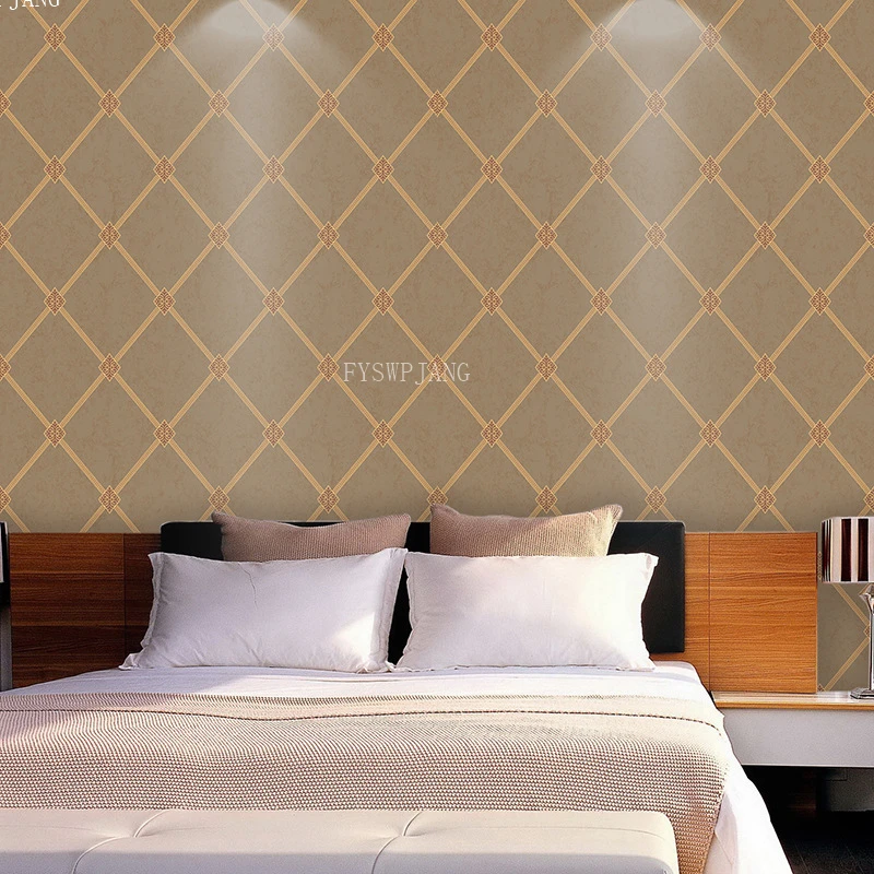 Modern Minimalist Non-Woven Wallpaper Living Room Home Decoration Renovation Diamond-Shaped Lattice Personality 3D Wall Stickers