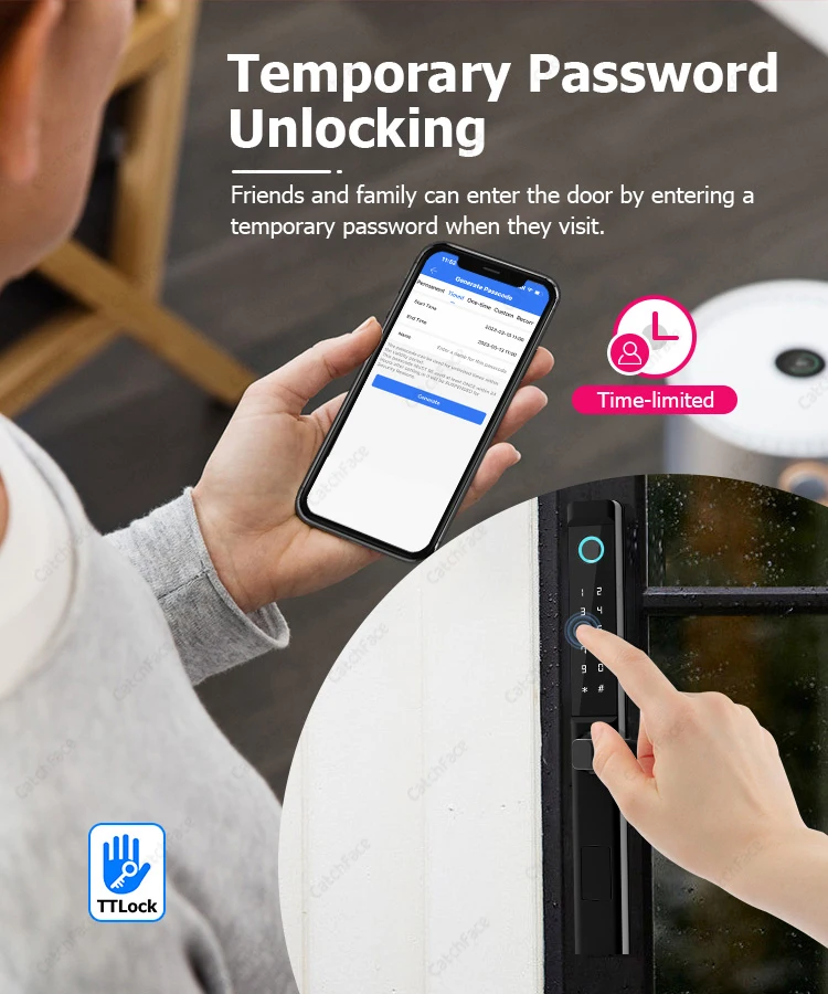 Waterproof Double-sided Gate Lock Fingerprint Lock APP RFID Code Keyless Smart