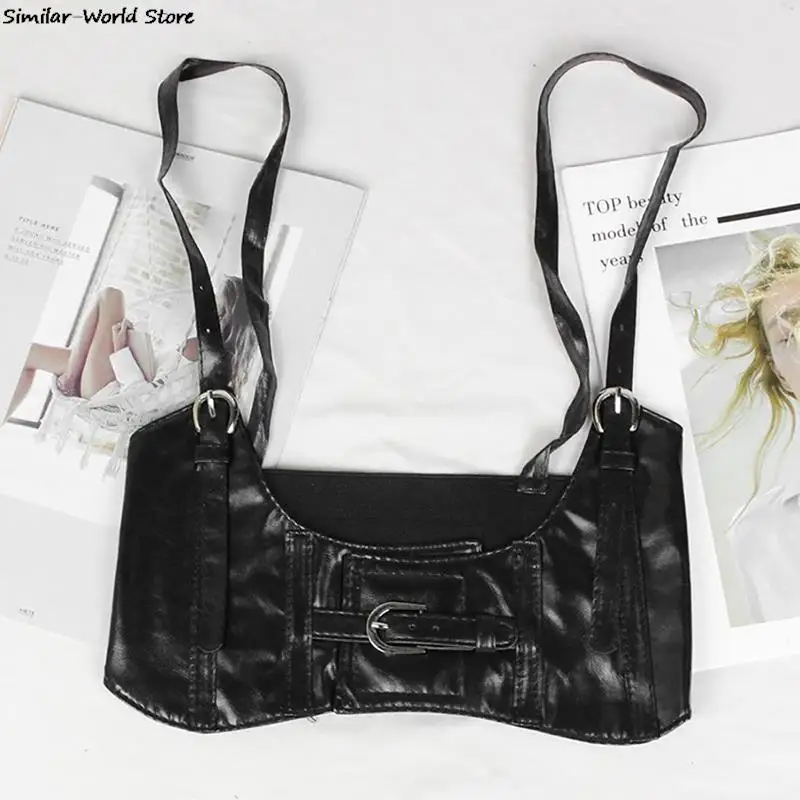 Women Sexy Leather Elastic Wide Band Waist Belt Waspie Corset Cinch Underbust