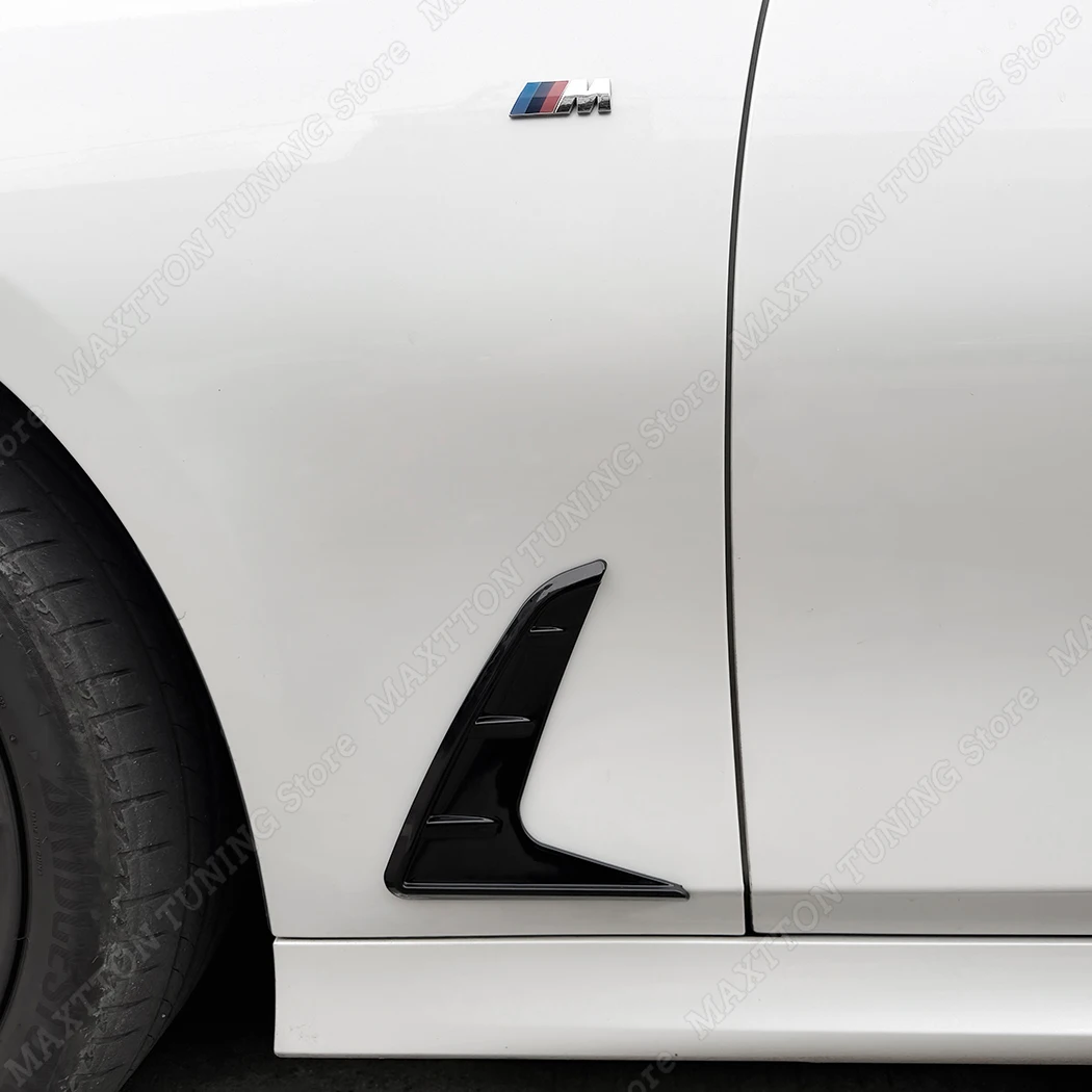 BMW 3 시리즈 G20 G21 318i 320i 330i M340i M340d 2019-2025 글로스 블랙 자동차 외부 사이드 바디 에어 아울렛 커버 펜더 트림
