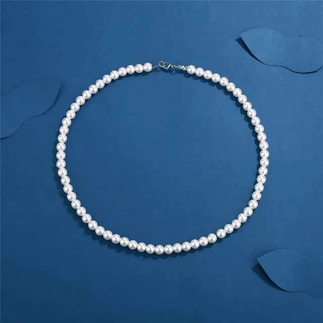 Pearl Necklace Men Simple Handmade Strand Bead Necklace 2026 New Trendy Men Jewelry for Women Girls Wedding Banquet Necklaces