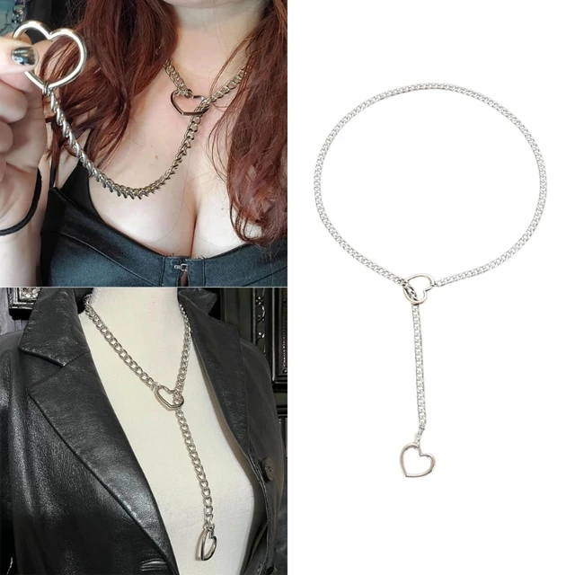 Collana E Orecchini Punk Love - Set In Lega Nera, Stile Retrò E Hip Hop, Regolabile - Foto 5