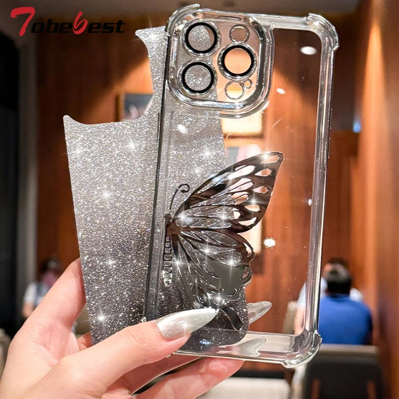 Laser Butterfly Glitter Shockproof Plating Bracelet Silicone Case
