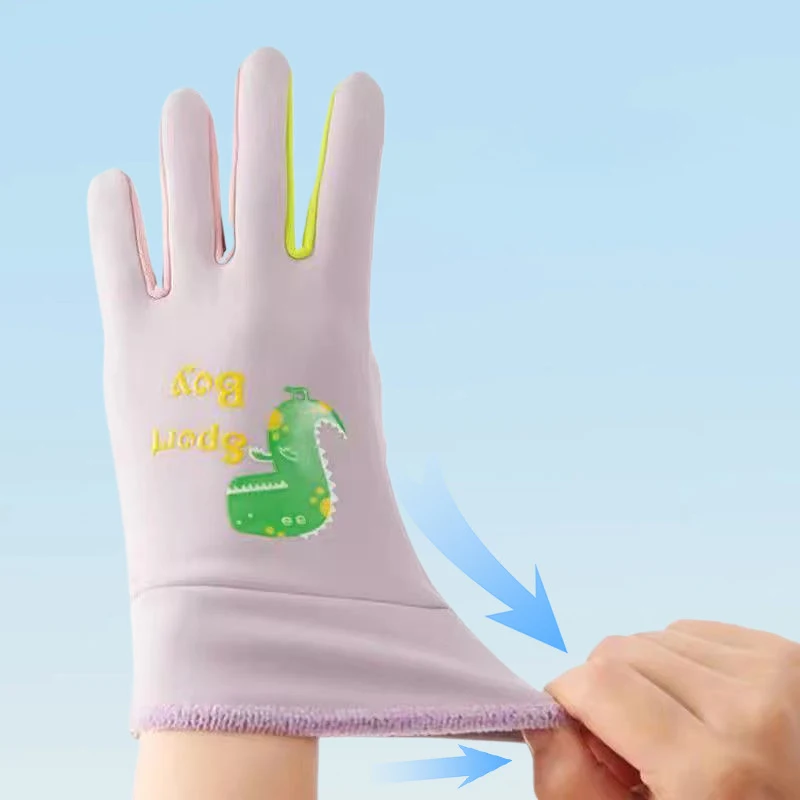 Winter Children's Gloves Cartoon Dinosaur Fluorescence Cycling Kids Warm Sports Skiing Windproof Waterproof Boys Girls Gloves 4