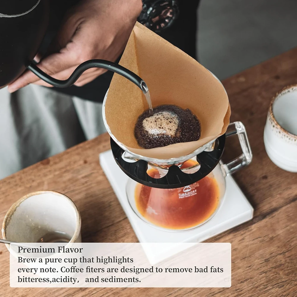 Enhanced Pre-Folded Pour Over Coffee Filters, 5-12 Cup Capacity
