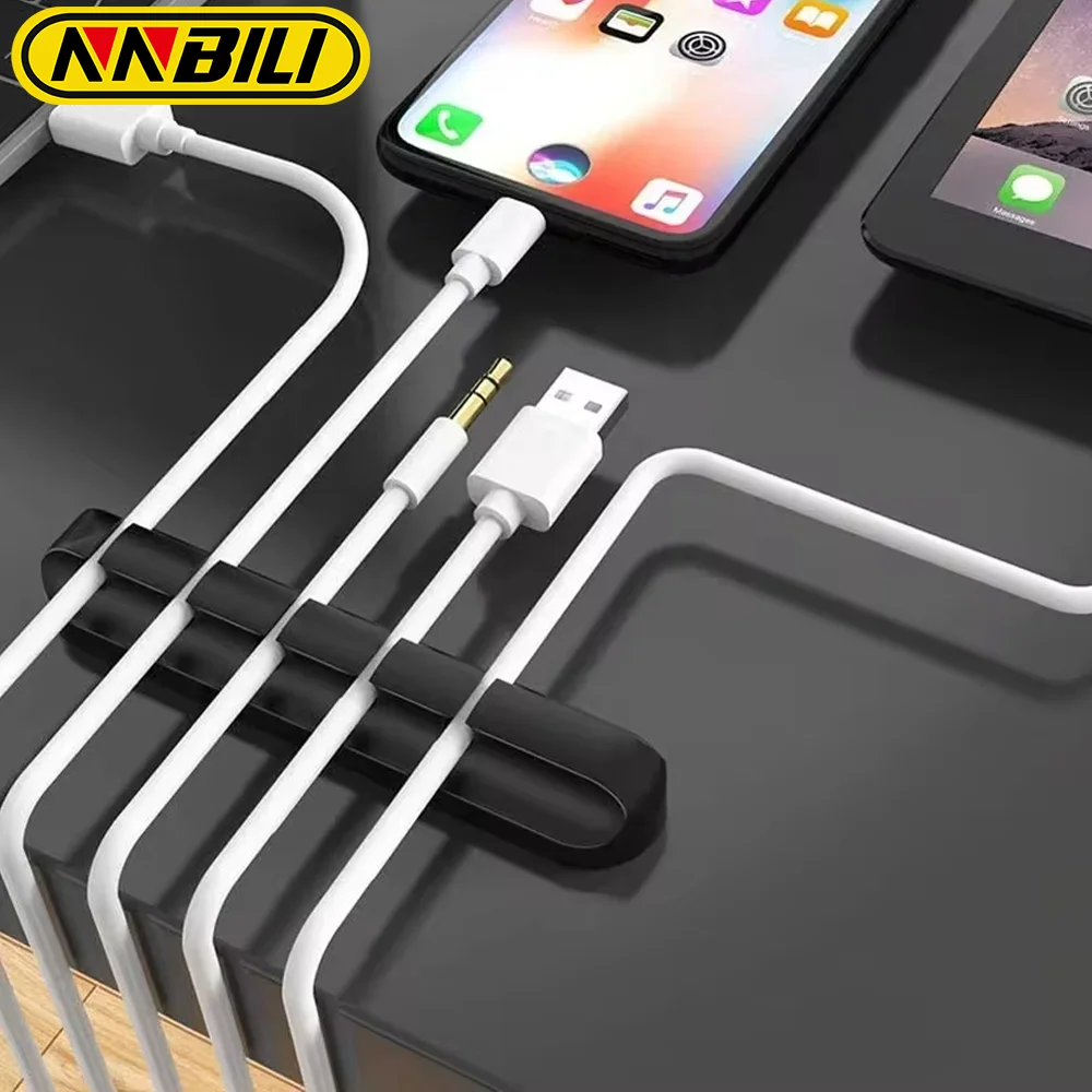 NNBILI 1/2pcs Silicone USB Cable Organizer Winder Desktop Tidy Management Clips Cable Holder For Mouse Headphone Wire Organizer