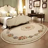 Living Room Carpets European Pastoral Style Oval Bedroom Bedside Rug Flower Printed Cloakroom Plush Floor Mats Alfombra Ковер 러그 4