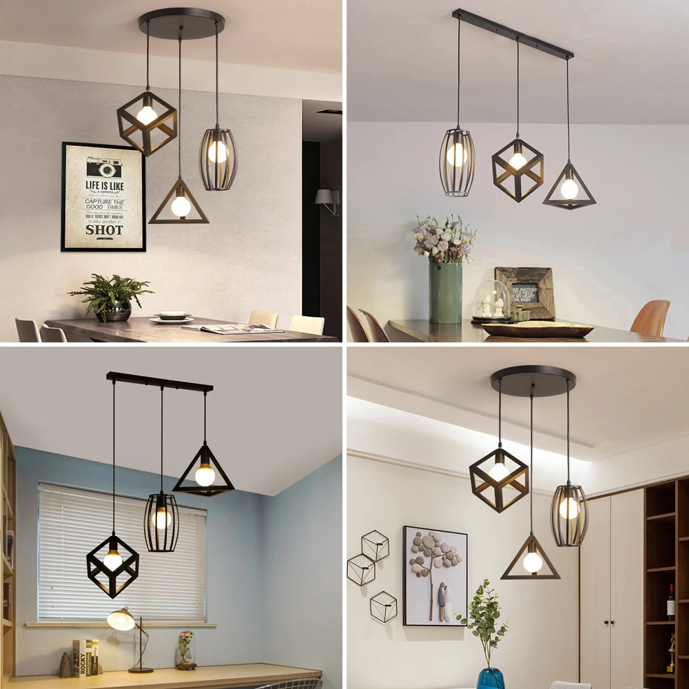 

1/3 Heads Vintage Pendant Lights Loft Russia Retro Hanging Lamps Lampshade For Kitchen Living Bedroom Home Lighting E27 LED