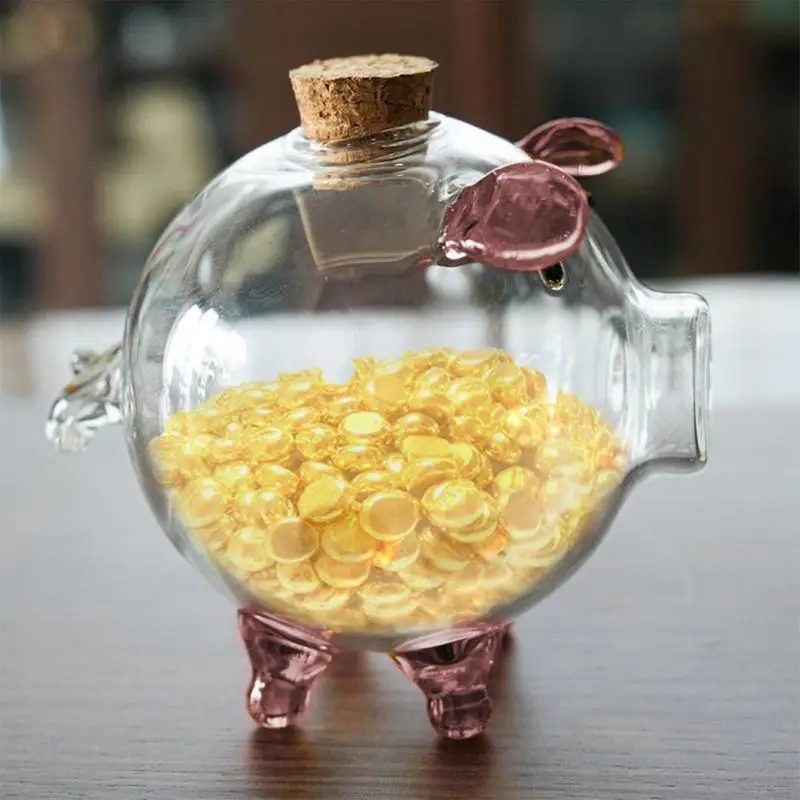 Pig Piggy Bank Money Boxes Coin Saving Box Cute Transparent Glass Souvenir Birth Money Jar Clear Pig Shape Jar Box