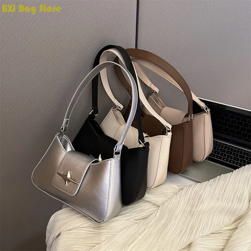 

Women Star Handbags Zipper Classic Shoulder Bag Female Fashion PU Leather Sequin Totes Casual Ladies Underarms Bags Purse