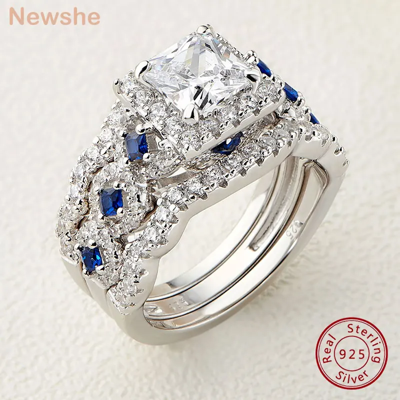 Bagues de mariage en argent Sterling 925, topaze bleue plaquée or Rose