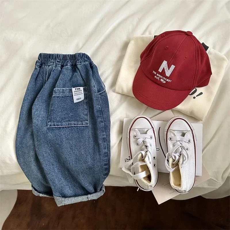2026 Frühling Sommer Kinderkleidung Mädchen Jeans Baumwolle Locker Sitzende Baby Jungen Haremshosen 1-7 Jahre Kleinkinder Lässige Denim-Hosen – Detail 7