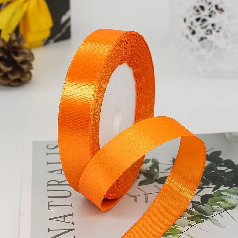 Solid Color Satin Ribbons - Handmade DIY Accessories for Weddings and Gift Wrapping (25 Yards)