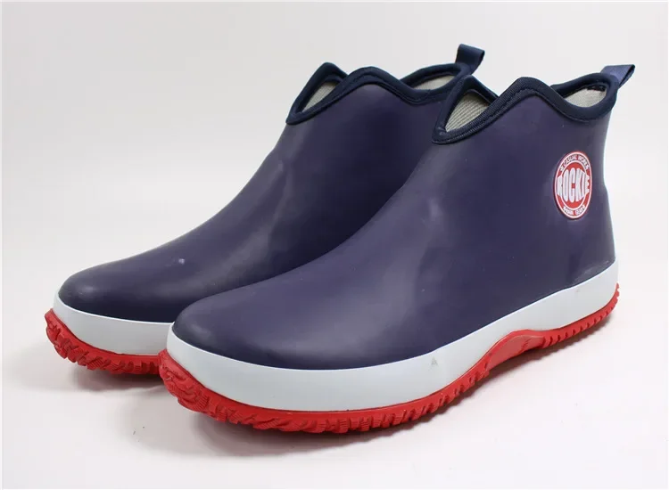 Men's Slip-on Rain Boots Waterproof Rubber Ankle Boots Outdoor Casual Fishing Boots Students Rain Shoes Male Platform Booties