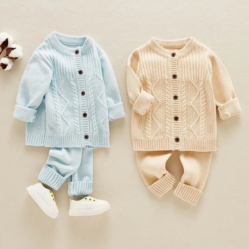 

Autumn Winter Clothing Sets Baby Girl Clothes Warm Knitted Sweaters for Boys 2Pcs Infant Sweater Suits Newborn Outfit 6-24Months