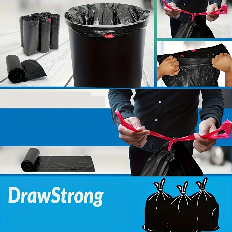 Disposable Trash Bags 1 Roll 15pcs Extra-Large 35-Gallon Foldable Multi-Purpose Home Outdoor Car Kitchen