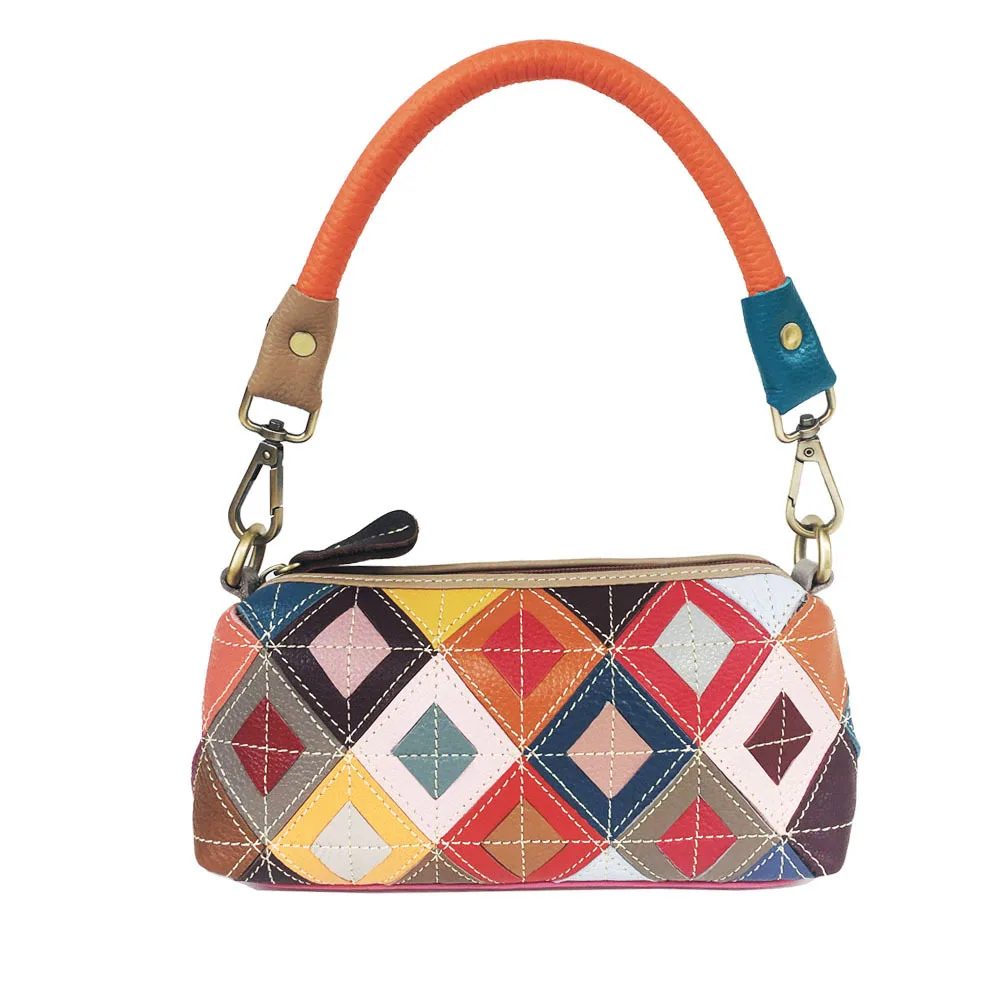 

Women's New Fashion Mini Multicolour Leather Splicing Block Pattern Shoulder Bag Flap Crossbody Bag Handbag Office Daily